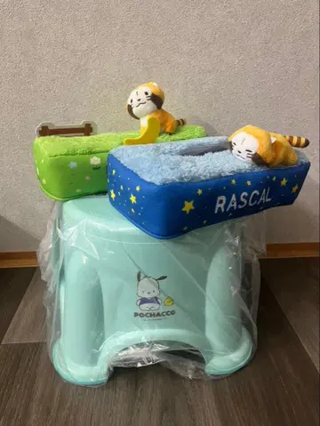 포차코 목욕 세트 & 너구리 라스칼 티슈 커버