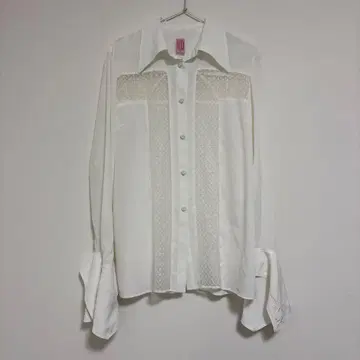 FETICO 레이스 절개 블라우스 화이트