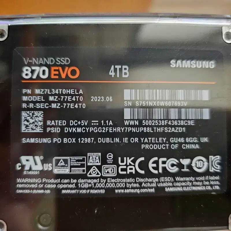 삼성전자 870 EVO 4TB SSD