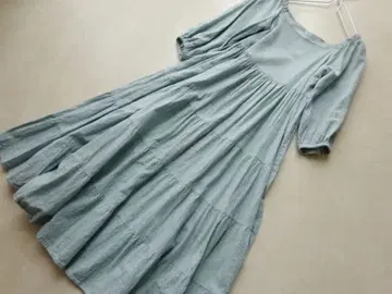 타카세 마나 콜라보 MEDE19F 코튼 린넨 티어드 롱 원피스