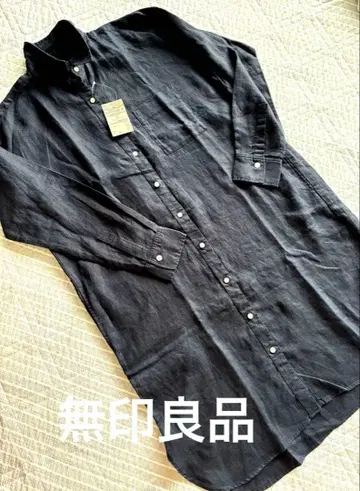 무인양품 프렌치 린넨 긴팔 셔츠 원피스 택 포함 새상품