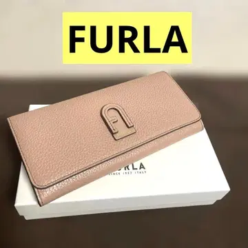 [ 미사용 ] FURLA 훌라 로고 다프네 이단 장지갑 핑크 베이지