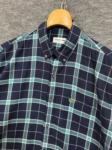 예쁜 LACOSTE 라코스테 체크 무늬 원포인트 자수 M 사이즈