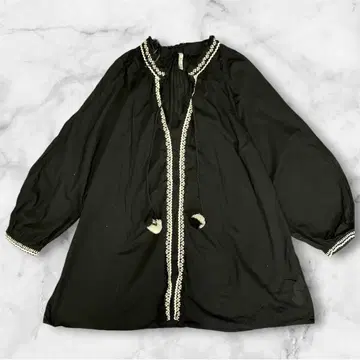 ZARA 자수 블랙 긴팔 튜닉 에스닉