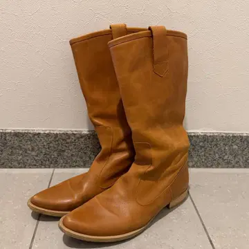 ZARA 자라 가죽 롱 부츠 카멜 38