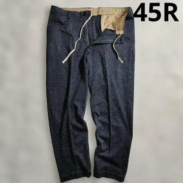 미사용급 45R 이지 슬랙스 34 네이비 하운드투스 체크 드로 코드