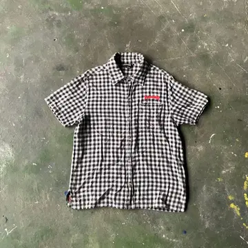 THRASHER 반팔 체크 셔츠 깅엄 체크