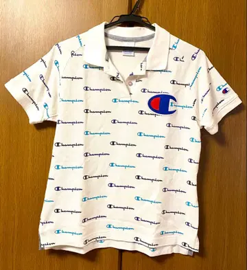 Champion 피케 셔츠 올 패턴 로고 자수 화이트