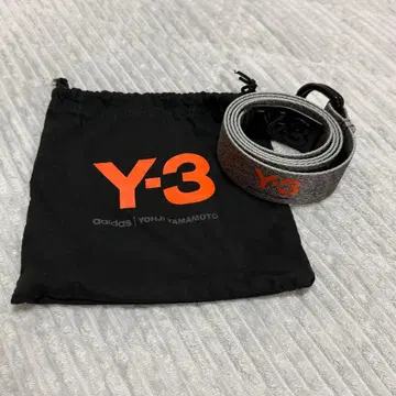 Y-3 캔버스 벨트 가죽 패치 그레이