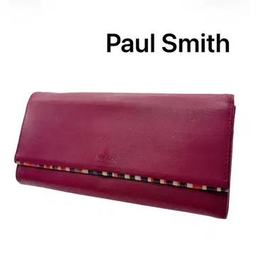 Paul Smith 장지갑 핑크 멀티 스트라이프 가죽