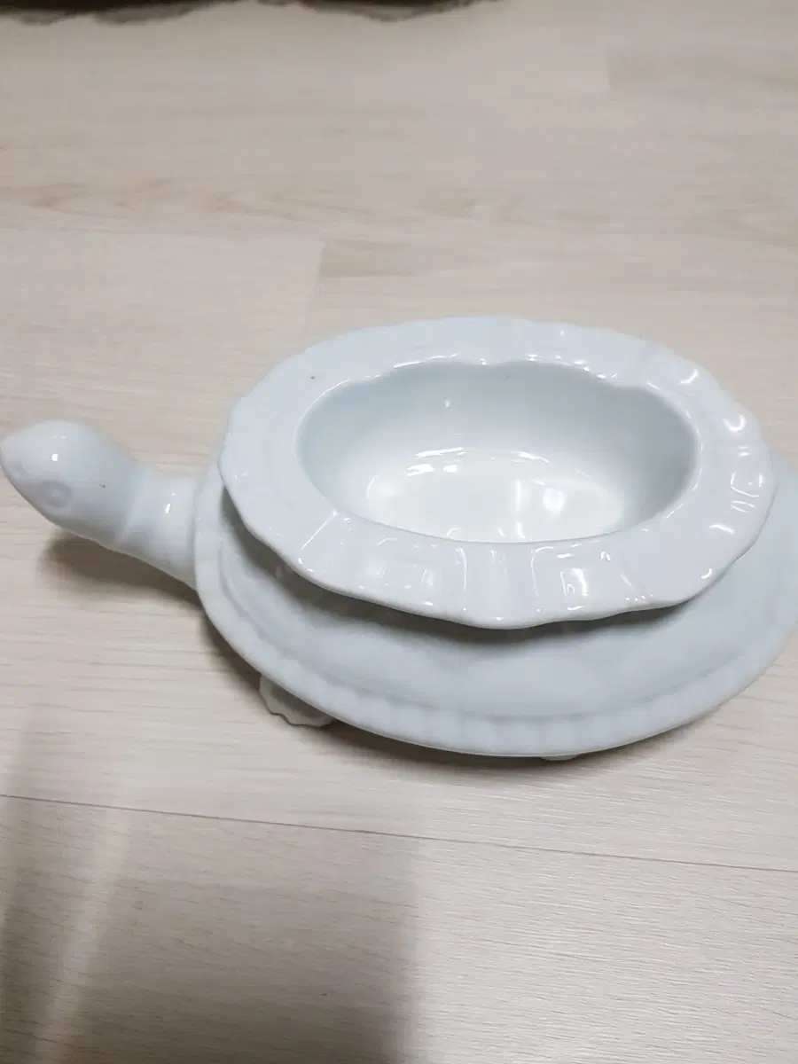 70년대골동거북형엽초함과재떨이도자기