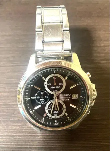 세이코 SEIKO 크로노그래프 손목시계 블랙 남성용 오버홀 완료