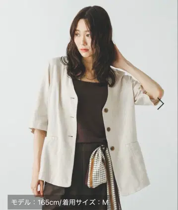 GLOBAL WORK 린넨 레이온 노카라 자켓 M 사이즈