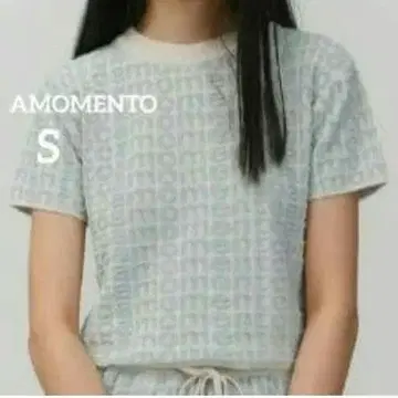 AMOMENTO 아모멘토 로고 반팔 니트 티셔츠 S
