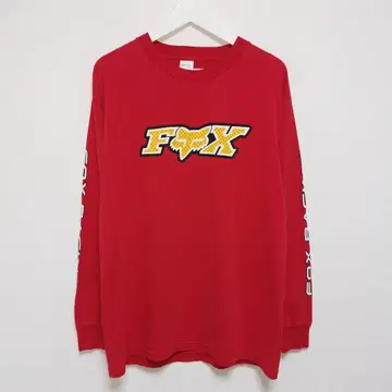 L 90s 00s FOX RACING 긴팔 티셔츠 빨간색 USA