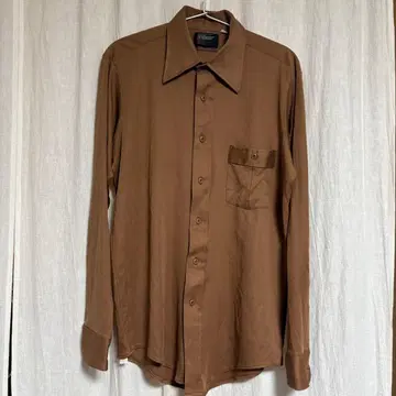70s JC Penney ULTRESSA 긴팔 셔츠 스트레치 브라운