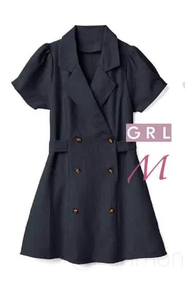 미사용 GRL 그레일 트렌치풍 백리본 원피스 네이비 M