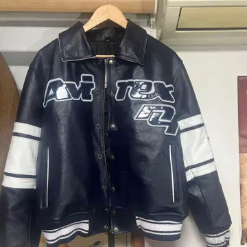 AVIREX 가죽 바시티 자켓 BRONX USA 네이비 M