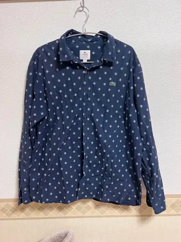 LACOSTE L!VE 올 패턴 긴팔 셔츠 네이비 FR41