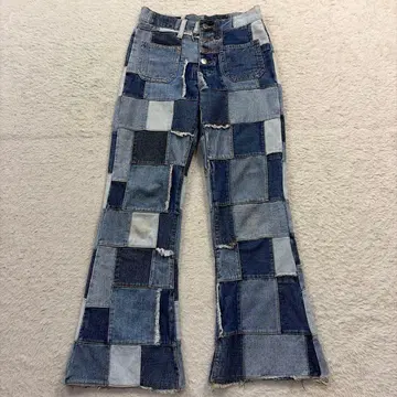90s AMERICANINO 벨보텀 부츠컷 데님 패치워크
