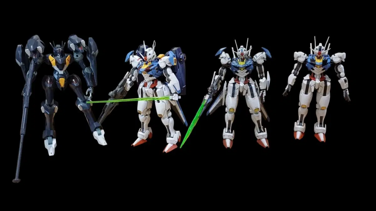HG 건담 파렉트 1대 + 에어리얼 3대(한정판 포함) + 미라소울 플라이트 유닛
