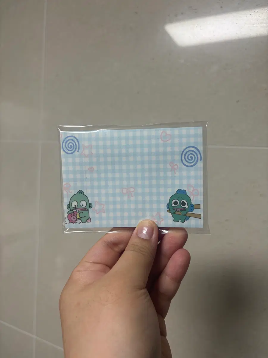 산리오 한교동 블루 체크 포스트잇 메모지