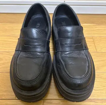 ZARA 통굽 로퍼 천연 가죽 탱크 밑창 블랙 사이즈 40 25.0cm