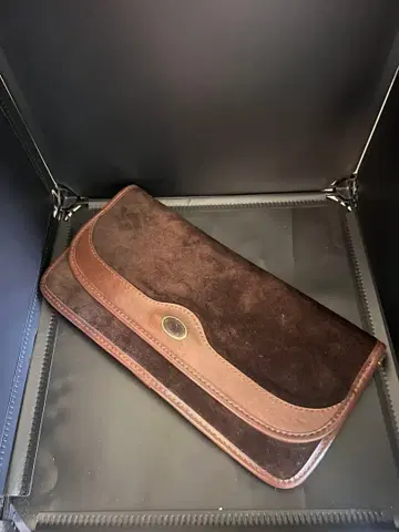 스웨이드 느낌 콤비 브라운 숄더백