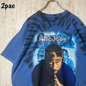 2pac 힙합 Tupac 타이다이 염색 T셔츠 블루 미국 빈티지 의류