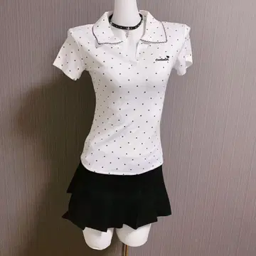 00s 그런지 Callaway 피케 셔츠 도트 무늬 화이트 갸루