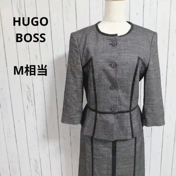 HUGO BOSS 스커트 수트 셋업 M 상당 그레이 블랙 노카라