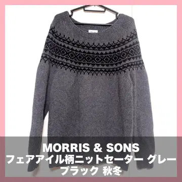 MORRIS&SONS 페어아일 패턴 니트 스웨터 그레이 블랙 가을/겨울