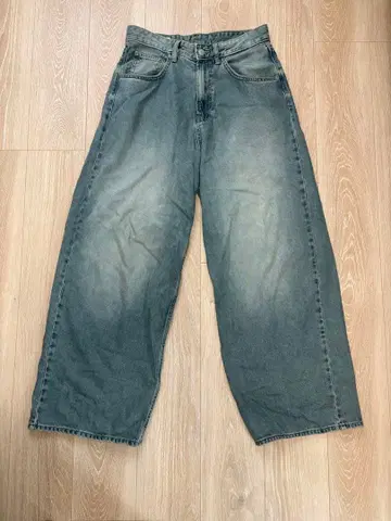 ZARA 스퍼 배기 데님 팬츠 워시드 블루 자라