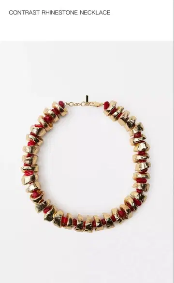 CONTRAST RHINESTONE NECKLACE 골드 레드