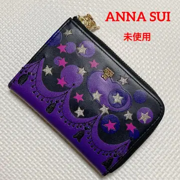 미사용 ANNA SUI 안나수이 가죽 미니 지갑 컴팩트 월렛 별 스타