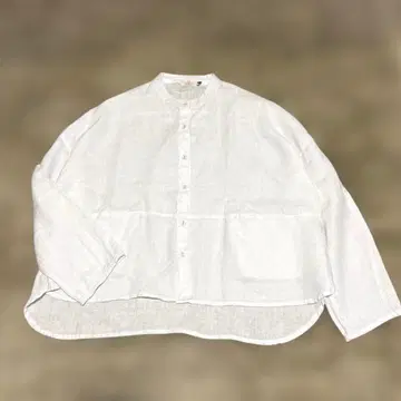 새상품급 린넨 100 D*g*y 셔츠 블라우스 밴드 카라 내추럴