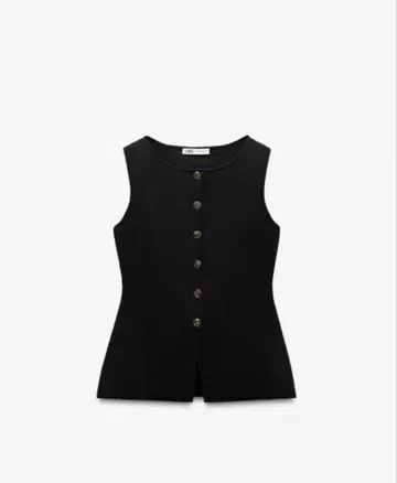 ZARA 골드 버튼 니트 탑 베스트