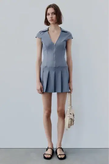[ ZARA ] 박스 플리츠 셔츠 원피스