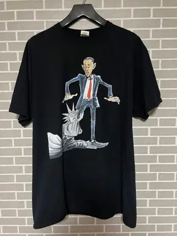 00s 오바마 자유의 여신상 패러디 티셔츠 블랙 구제 의류 XL