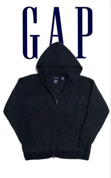 GAP 손뜨개질 울 집업 후드티 블랙 M