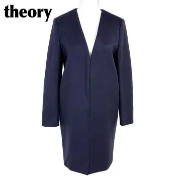 [ 새상품급 ] theory 노카라 멜톤 코트 캐시미어 100 S 네이비