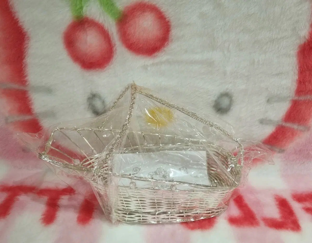 고전 키티 와인 바스켓 보관함 수납함 빈티지