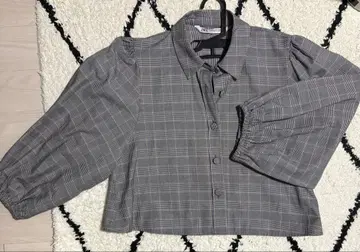 ZARA 체크 무늬 긴팔 셔츠 그레이 XS