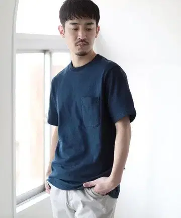 새상품 BEAMS 헤비 웨이트 포켓 T셔츠 빔즈 네이비