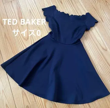 [ 새상품급 ] TED BAKER 스캘럽 미니 원피스 오프숄더 네이비