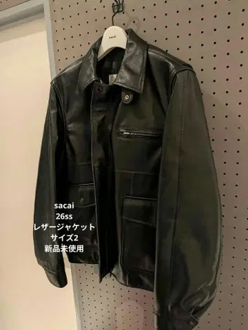 [ 미사용 ] sacai 가죽 자켓 size 2 leather 블랙 26SS