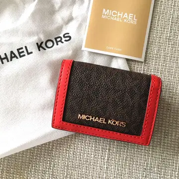새상품 마이클코어스 MICHEAL KORS 3단 폴더형 지갑 레드 브라운
