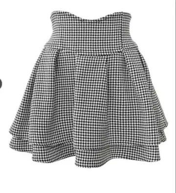 미셸 마카롱 슬림 레그 스커트 하운드투스 체크 패턴 S 사이즈