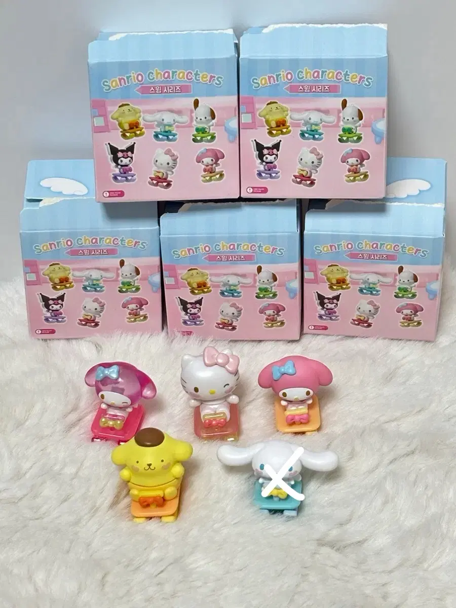 (새상품) 산리오 스윙시리즈 피규어 시나모롤 헬로키티 마멜 폼폼푸린+덤