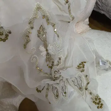 자수 비즈 장식 스톨 화이트 인도산 택 포함